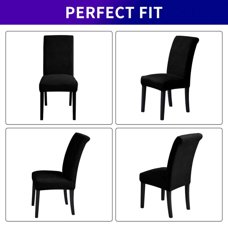 Howhic Stretch Chair Covers for Dining Room Set of 6, Removable Washable Dining Room Chair Covers, Dining Chair Slipcovers Seat Protector, Great for Home Upholstery and Banquet (Black, 6 Pack) - Image 4